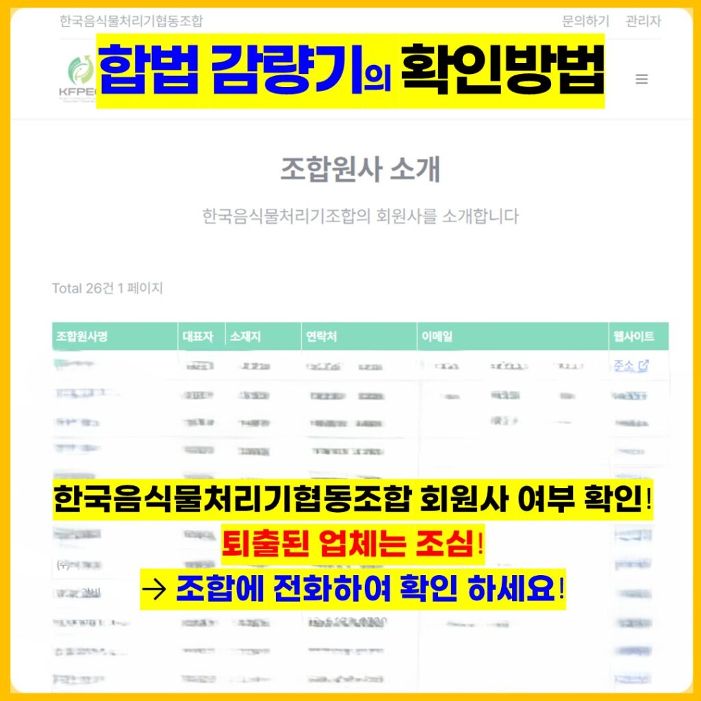 제주 지역 불법감량기 - 한국음식물처리기협회에서 퇴출된 하이브리드방식99%분해 라고 허위광고하는 제주도 불법 업소용음식물처리기