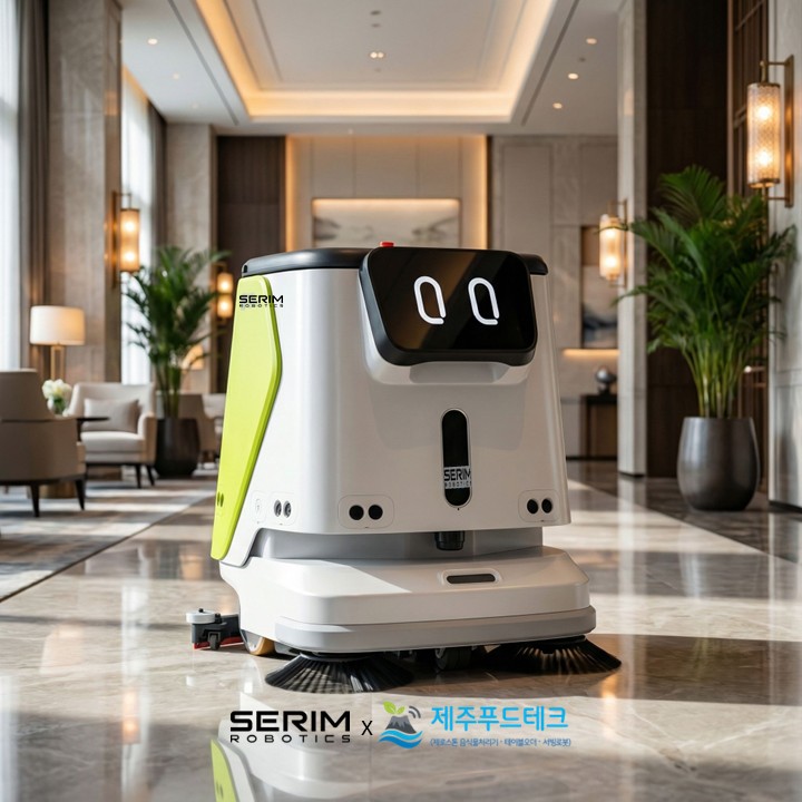 제주 호텔 로비 청소로봇 스위피 이미지